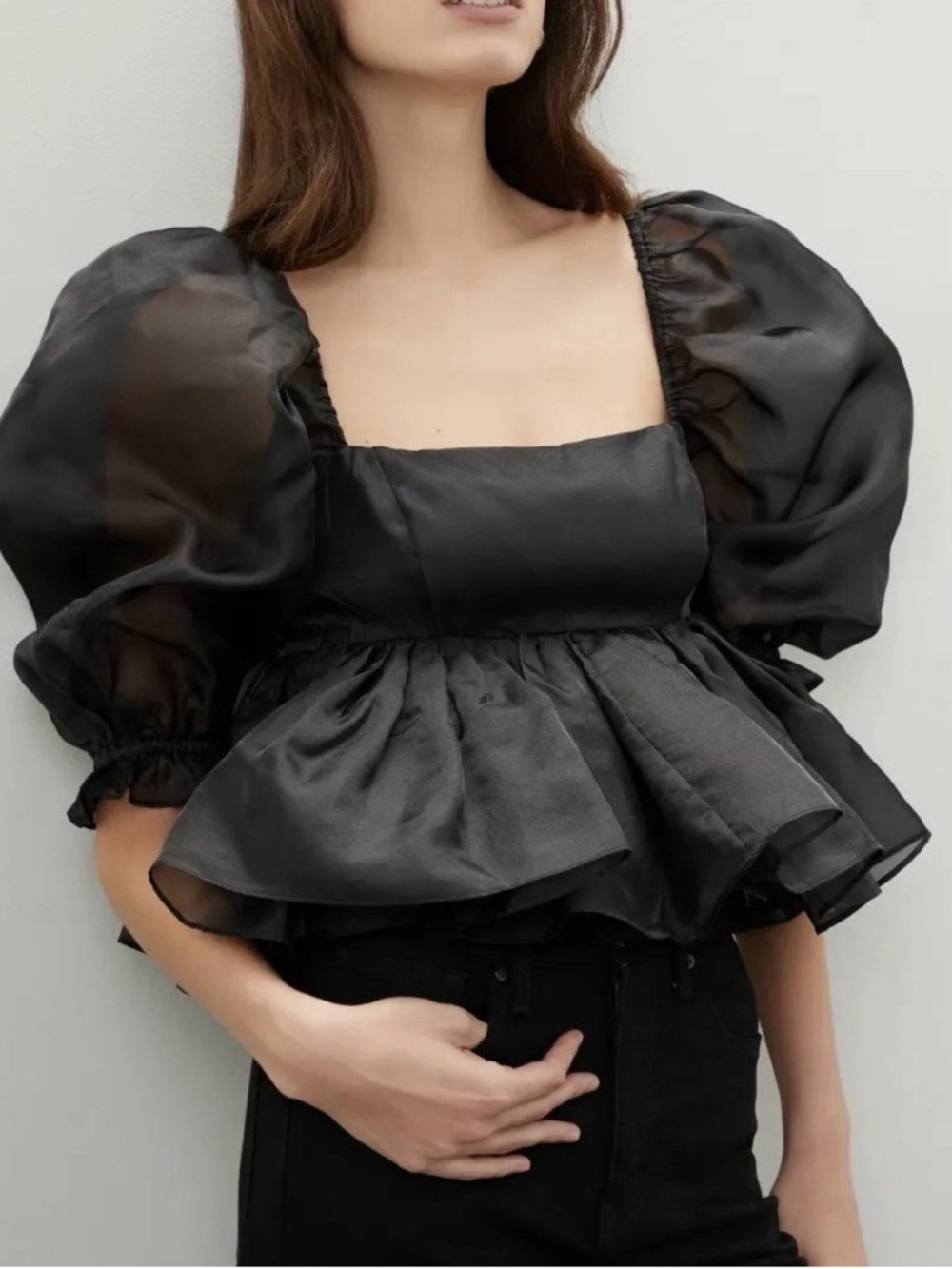 SELKIE Bubble Top Puff Sleeve Caviar Black X-Small